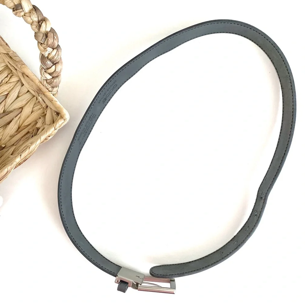 Oobè Black Genuine Leather Belt With Silver Luxury Buckle M